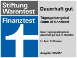 Bank of Scotland - Testsieger der Finanztest 1/2012