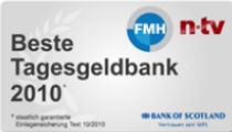 Bank of Scotland - beste Tagesgeldbank im Test von n-tv und FMH